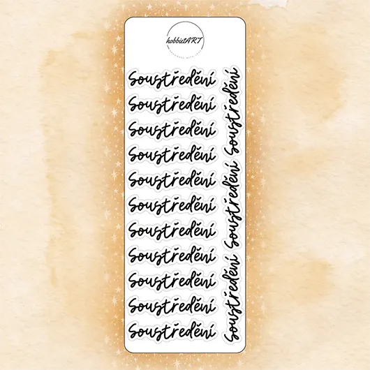 Textové samolepky - Soustředění - Velikost textu plánovacích samolepek: Velký text, Vzhled plánovacích samolepek: Bez obrázku