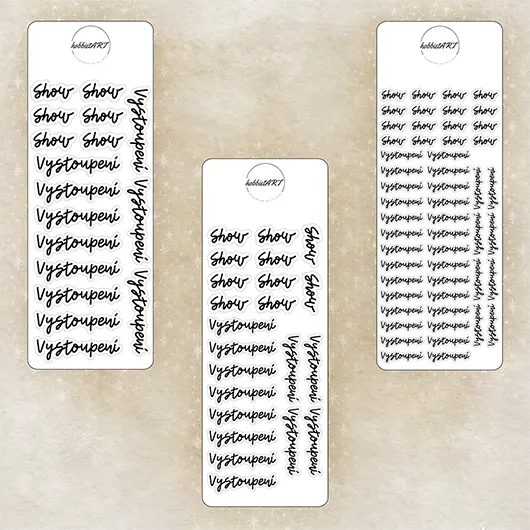 Textové samolepky - Show&Vystoupení - Velikost textu plánovacích samolepek: Velký text