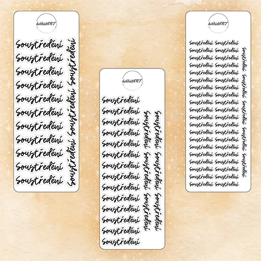 Textové samolepky - Soustředění - Velikost textu plánovacích samolepek: Velký text, Vzhled plánovacích samolepek: Bez obrázku