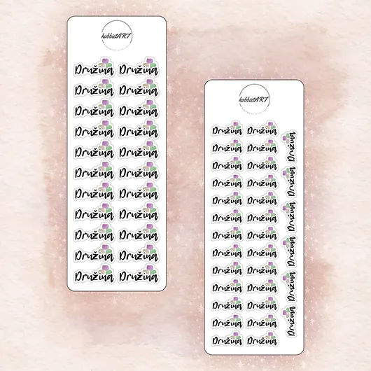 Textové samolepky - Družina - Velikost textu plánovacích samolepek: Velký text, Vzhled plánovacích samolepek: S obrázkem