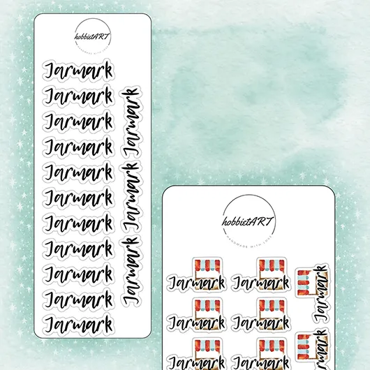 Textové samolepky - Jarmark - Velikost textu plánovacích samolepek: Střední text, Vzhled plánovacích samolepek: S obrázkem