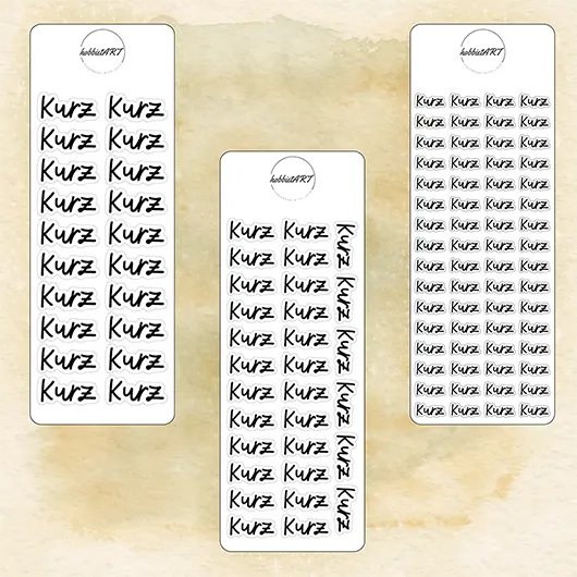 Textové samolepky - Kurz - Velikost textu plánovacích samolepek: Střední text