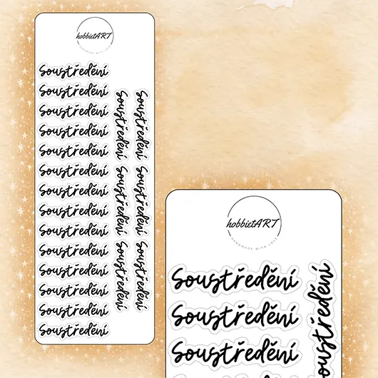 Textové samolepky - Soustředění - Velikost textu plánovacích samolepek: Velký text, Vzhled plánovacích samolepek: Bez obrázku