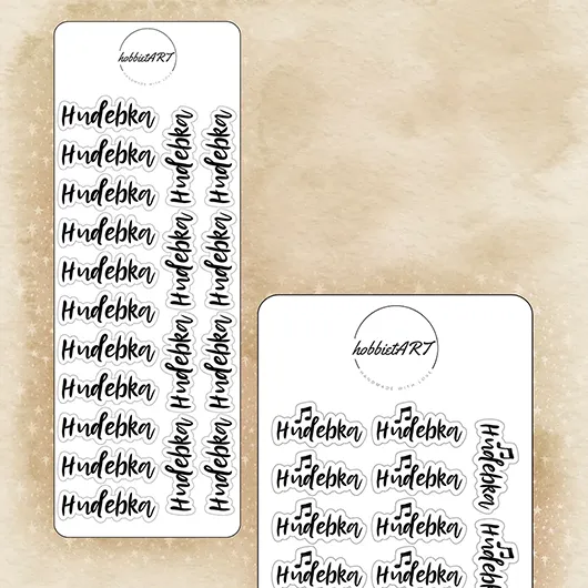 Textové samolepky - Hudebka - Velikost textu plánovacích samolepek: Velký text, Vzhled plánovacích samolepek: Bez obrázku